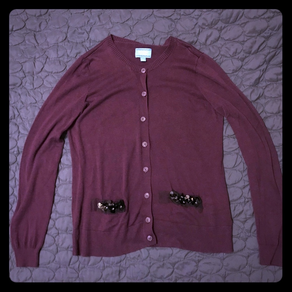 Vera Wang Large Deep Purple Cardigan